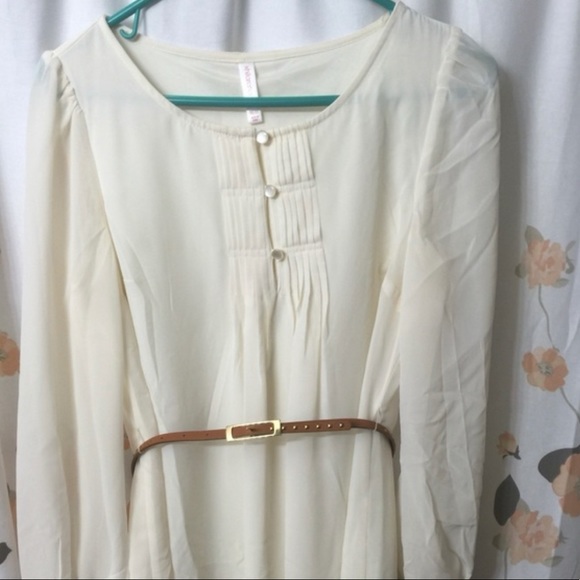 Off White Belted Shift Dress - Picture 4 of 5